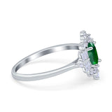 Oval Cut Halo Vintage Wedding Ring Simulated Cubic Zirconia 925 Sterling Silver