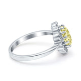 Vintage Floral Engagement Ring Oval Simulated Cubic Zirconia 925 Sterling Silver