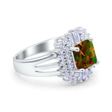 Cushion Cut Art Deco Wedding Ring Simulated Cubic Zirconia 925 Sterling Silver