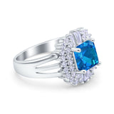 Cushion Cut Art Deco Wedding Ring Simulated Cubic Zirconia 925 Sterling Silver