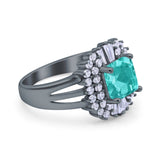 Cushion Cut Art Deco Wedding Ring Simulated Cubic Zirconia 925 Sterling Silver