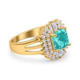 Cushion Cut Art Deco Wedding Ring Simulated Cubic Zirconia 925 Sterling Silver