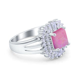 Cushion Cut Art Deco Wedding Ring Simulated Cubic Zirconia 925 Sterling Silver