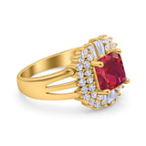 Cushion Cut Art Deco Wedding Ring Simulated Cubic Zirconia 925 Sterling Silver