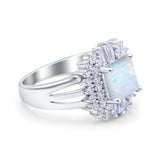 Cushion Cut Art Deco Wedding Ring Simulated Cubic Zirconia 925 Sterling Silver