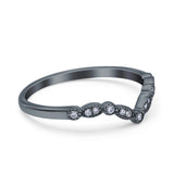 Marquise Curved Half Eternity Stackable Band Ring Simulated CZ 925 Sterling Silver