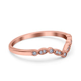 Marquise Curved Half Eternity Stackable Band Ring Simulated CZ 925 Sterling Silver
