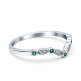 Marquise Curved Half Eternity Stackable Band Ring Simulated CZ 925 Sterling Silver