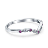 Marquise Curved Half Eternity Stackable Band Ring Simulated CZ 925 Sterling Silver