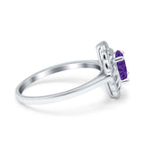 Art Deco Wedding Ring Oval Cut Solid Simulated Cubic Zirconia 925 Sterling Silver
