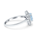 Art Deco Wedding Ring Oval Cut Solid Simulated Cubic Zirconia 925 Sterling Silver