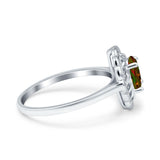 Art Deco Wedding Ring Oval Cut Solid Simulated Cubic Zirconia 925 Sterling Silver
