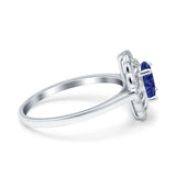 Art Deco Wedding Ring Oval Cut Solid Simulated Cubic Zirconia 925 Sterling Silver