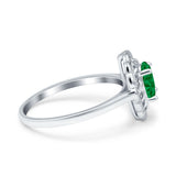 Art Deco Wedding Ring Oval Cut Solid Simulated Cubic Zirconia 925 Sterling Silver