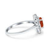 Art Deco Wedding Ring Oval Cut Solid Simulated Cubic Zirconia 925 Sterling Silver