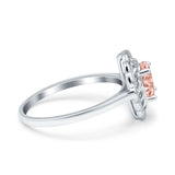 Art Deco Wedding Ring Oval Cut Solid Simulated Cubic Zirconia 925 Sterling Silver