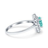 Art Deco Wedding Ring Oval Cut Solid Simulated Cubic Zirconia 925 Sterling Silver