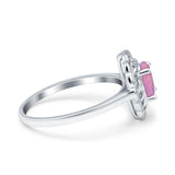 Art Deco Wedding Ring Oval Cut Solid Simulated Cubic Zirconia 925 Sterling Silver