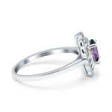 Art Deco Wedding Ring Oval Cut Solid Simulated Cubic Zirconia 925 Sterling Silver