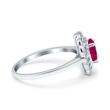 Art Deco Wedding Ring Oval Cut Solid Simulated Cubic Zirconia 925 Sterling Silver