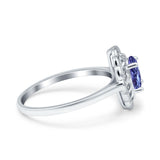 Art Deco Wedding Ring Oval Cut Solid Simulated Cubic Zirconia 925 Sterling Silver