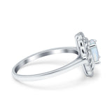 Art Deco Wedding Ring Oval Cut Solid Simulated Cubic Zirconia 925 Sterling Silver