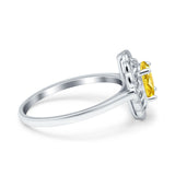 Art Deco Wedding Ring Oval Cut Solid Simulated Cubic Zirconia 925 Sterling Silver