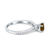 Art Deco Wedding Engagement Ring Simulated Cubic Zirconia Accent Vintage Bridal Ring Round 925 Sterling Silver