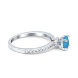 Art Deco Wedding Engagement Ring Simulated Cubic Zirconia Accent Vintage Bridal Ring Round 925 Sterling Silver