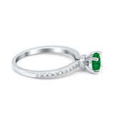 Art Deco Wedding Engagement Ring Simulated Cubic Zirconia Accent Vintage Bridal Ring Round 925 Sterling Silver