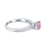 Art Deco Wedding Engagement Ring Simulated Cubic Zirconia Accent Vintage Bridal Ring Round 925 Sterling Silver