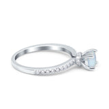 Art Deco Wedding Engagement Ring Simulated Cubic Zirconia Accent Vintage Bridal Ring Round 925 Sterling Silver
