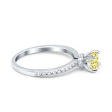 Art Deco Wedding Engagement Ring Simulated Cubic Zirconia Accent Vintage Bridal Ring Round 925 Sterling Silver