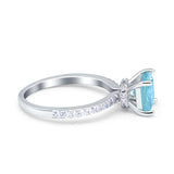 Cushion Cut Art Deco Vintage Engagement Wedding Bridal Ring Round Simulated Cubic Zirconia Accent 925 Sterling Silver