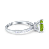 Cushion Cut Art Deco Vintage Engagement Wedding Bridal Ring Round Simulated Cubic Zirconia Accent 925 Sterling Silver