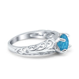 Art Deco Filigree Wedding Engagement Bridal Ring Round Simulated Cubic Zirconia 925 Sterling Silver