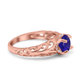 Art Deco Filigree Wedding Engagement Bridal Ring Round Simulated Cubic Zirconia 925 Sterling Silver