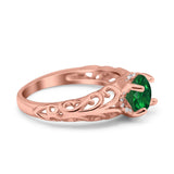 Art Deco Filigree Wedding Engagement Bridal Ring Round Simulated Cubic Zirconia 925 Sterling Silver