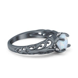 Art Deco Filigree Wedding Engagement Bridal Ring Round Simulated Cubic Zirconia 925 Sterling Silver