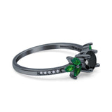 Marquise Wedding Ring Green Emerald Simulated Cubic Zirconia 925 Sterling Silver