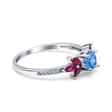 Marquise Wedding Ring Ruby Simulated Cubic Zirconia 925 Sterling Silver