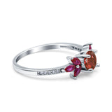 Marquise Wedding Ring Ruby Simulated Cubic Zirconia 925 Sterling Silver