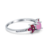 Marquise Wedding Ring Ruby Simulated Cubic Zirconia 925 Sterling Silver