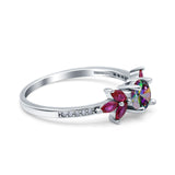 Marquise Wedding Ring Ruby Simulated Cubic Zirconia 925 Sterling Silver