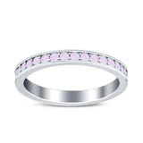 Full Eternity Stackable Band Wedding Ring Simulated CZ 925 Sterling Silver