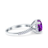 Half Eternity Art Deco Cushion Cut Wedding Engagement Bridal Ring Round Simulated Cubic Zirconia 925 Sterling Silver