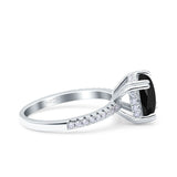 Half Eternity Art Deco Cushion Cut Wedding Engagement Bridal Ring Round Simulated Cubic Zirconia 925 Sterling Silver