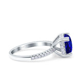 Half Eternity Art Deco Cushion Cut Wedding Engagement Bridal Ring Round Simulated Cubic Zirconia 925 Sterling Silver