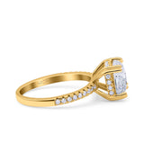 Half Eternity Art Deco Cushion Cut Wedding Engagement Bridal Ring Round Simulated Cubic Zirconia 925 Sterling Silver