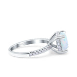 Half Eternity Art Deco Cushion Cut Wedding Engagement Bridal Ring Round Simulated Cubic Zirconia 925 Sterling Silver